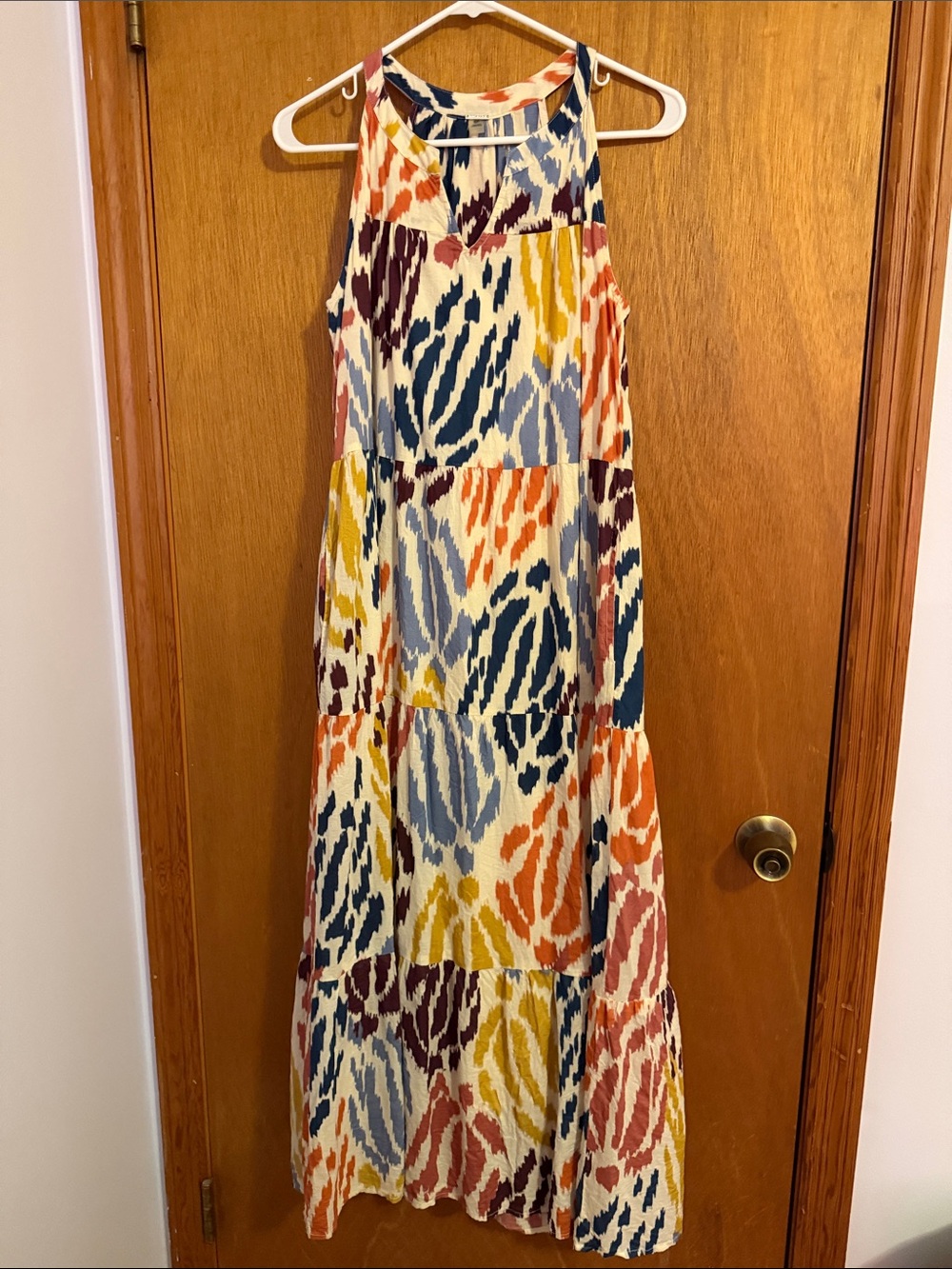 T Tahari Multicolor Halter Tiered Maxi Dress